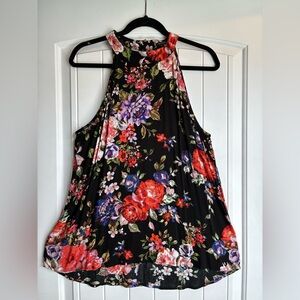 Staccato Black and Red Floral Tank Top